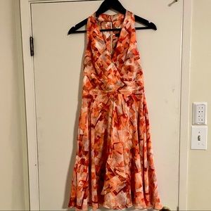 White House Black Market peach floral silky dress